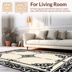 Ornate Black and Cream Classic Pattern Rug