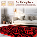 Bold Red Swirl Floral Pattern Rug