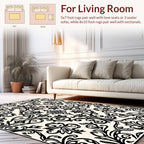 Intricate Black Floral Scroll Pattern Rug