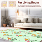 Delicate Pink Yellow Floral Pattern Rug