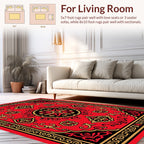 Bold Red Geometric Floral Patterned Rug