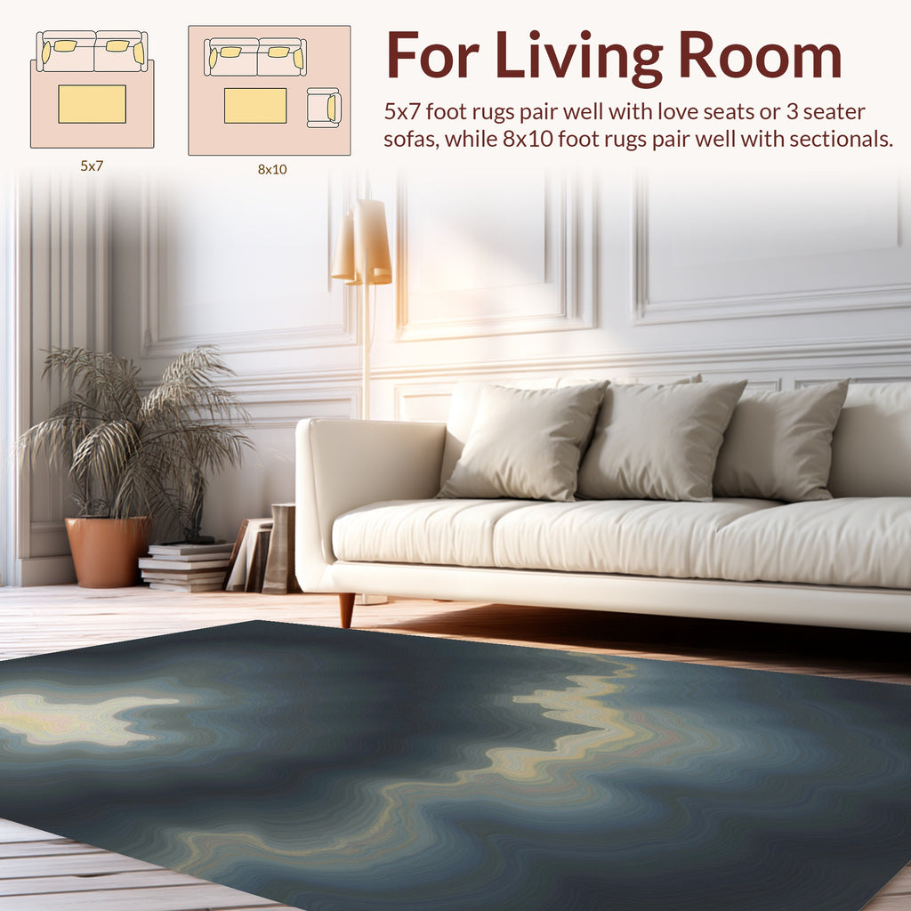 Striking Abstract Wavy Lines Pattern Rug