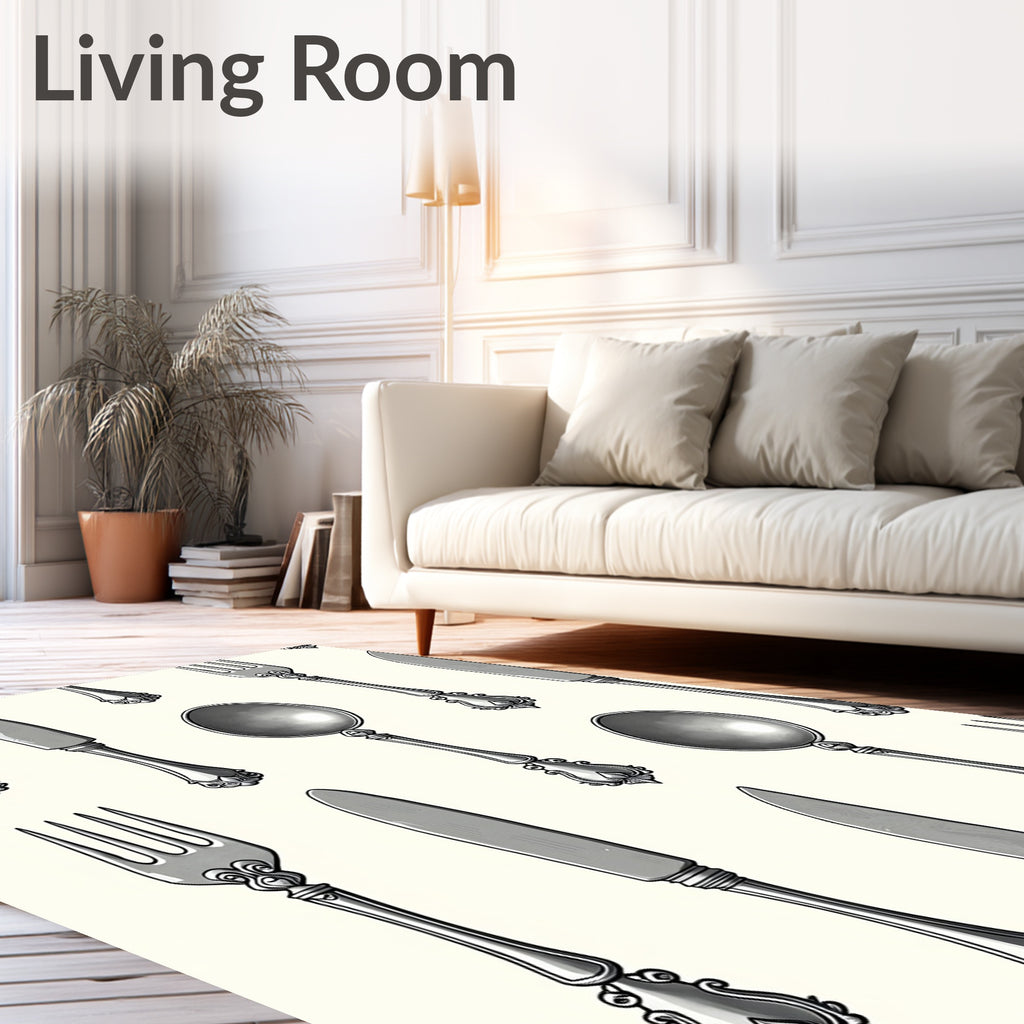 Ornate Silver Cutlery Collection Rug