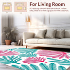 Fanned Leaf Pattern With Teal Pink Rug