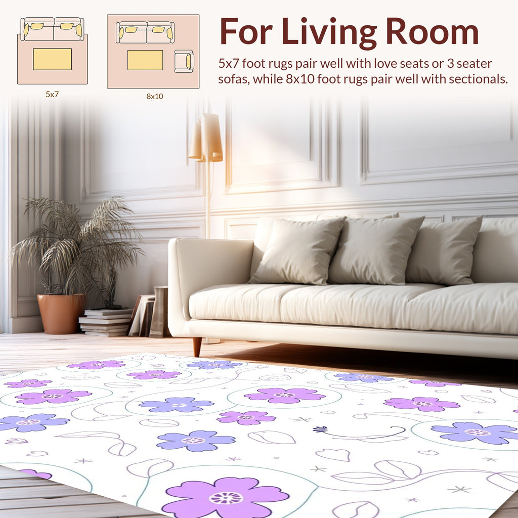 Pastel Floral Whimsical Pattern Rug