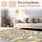 Abstract Yellow Flowing Line Design Rug
