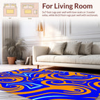 Bold Blue Orange Swirl Pattern Rug