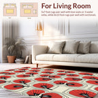 Red Fan Pattern Geometric Design Rug