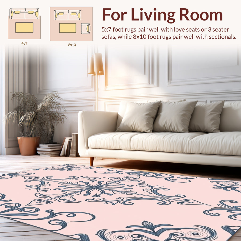 Delicate Floral Swirl Decorative Design Rug