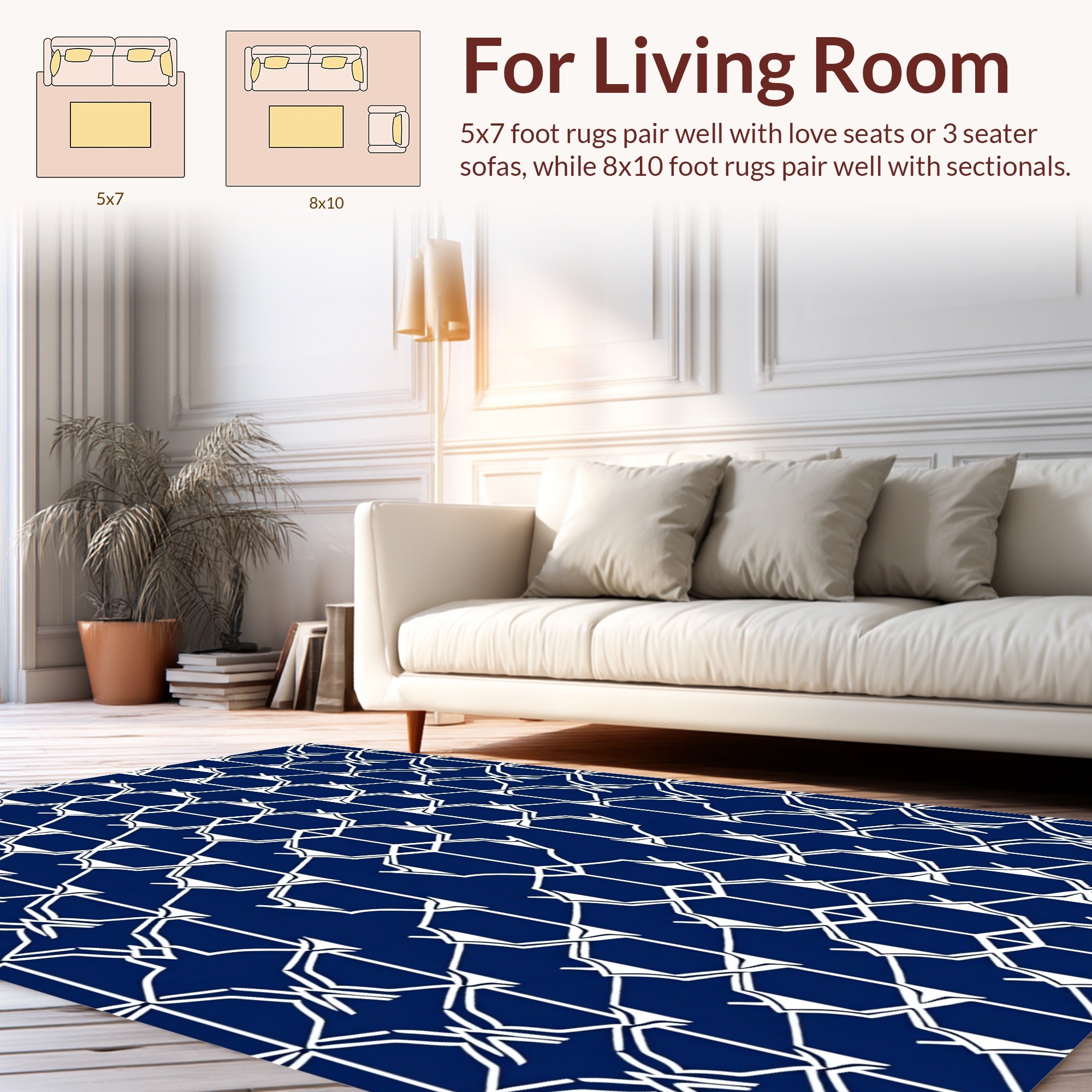 Intricate White Geometric Lattice Pattern Rug