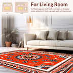 Bold Red Floral Patterned Ethnic Rug