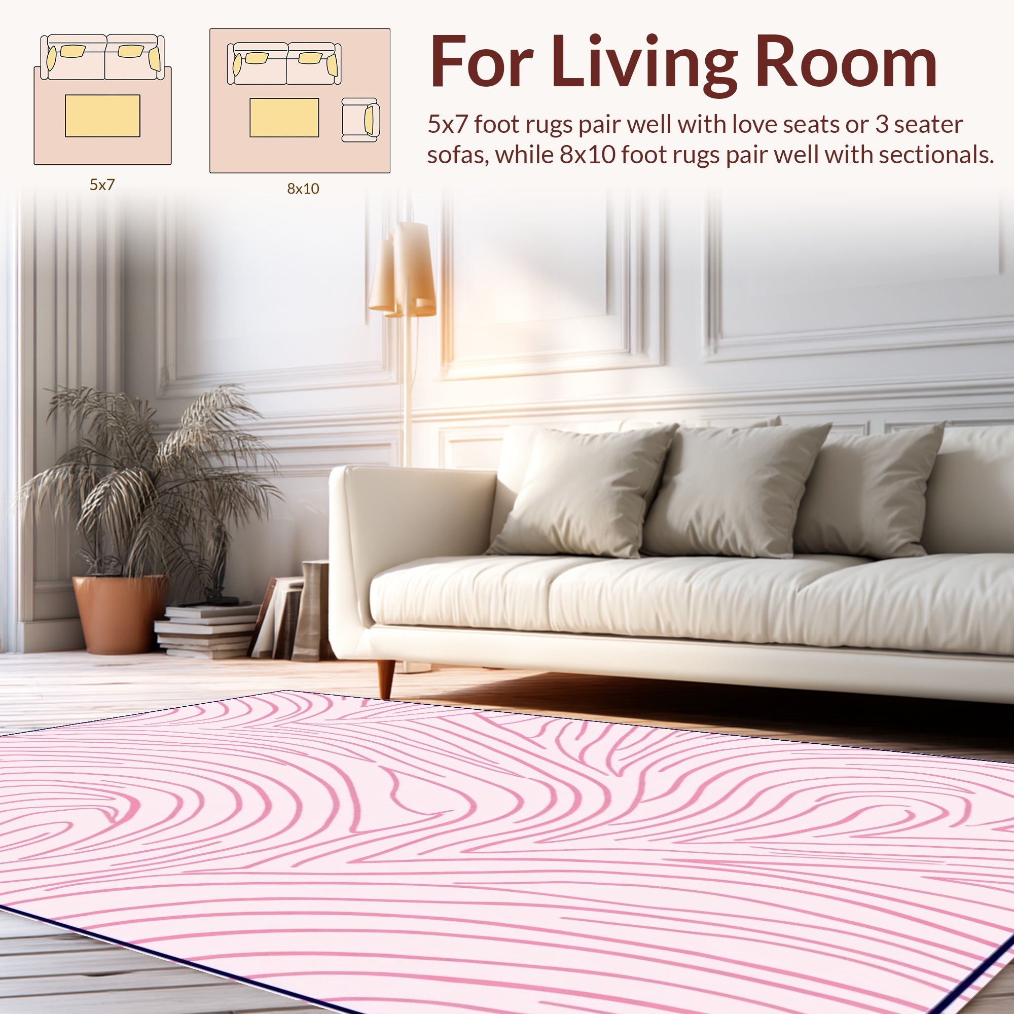 Abstract Pink Organic Swirls Rug