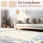 Navy Leaf Patterned Cream Rug