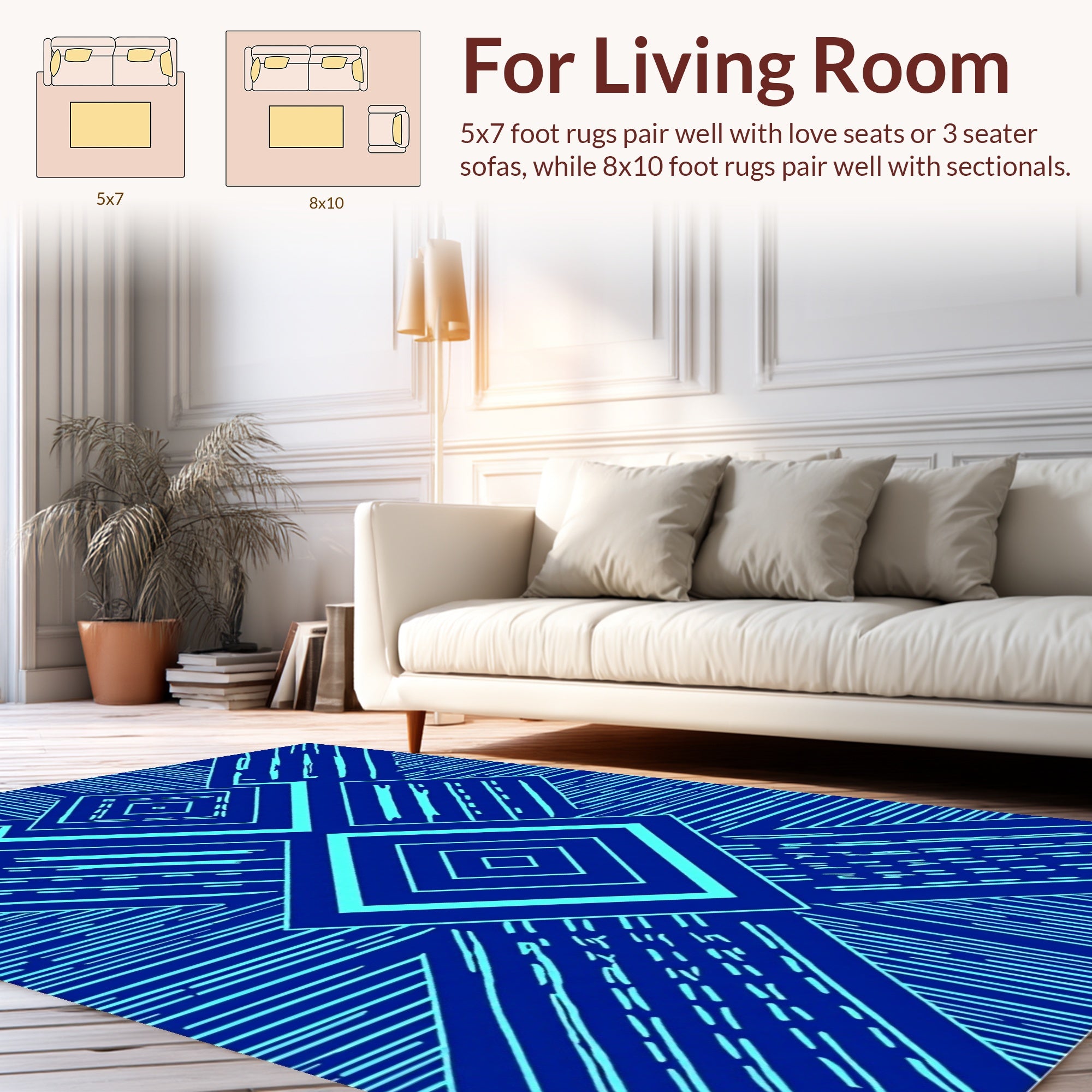 Abstract Geometric Diamond Lines Pattern Rug