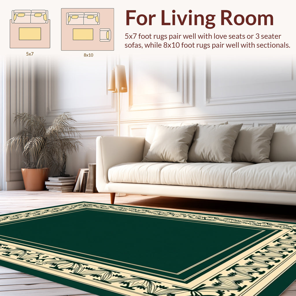 Classic Floral Border Pattern Rug