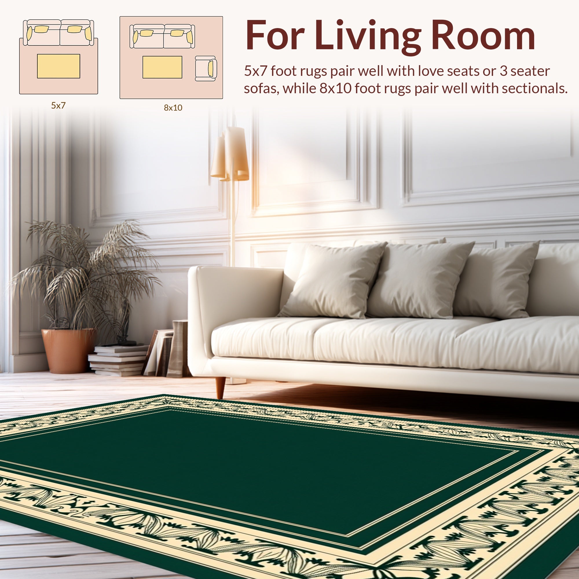 Classic Floral Border Pattern Rug