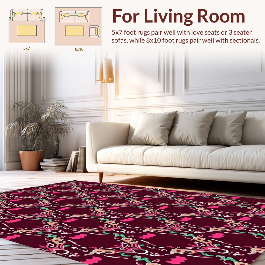 Bold Geometric Animal Pattern Design Rug