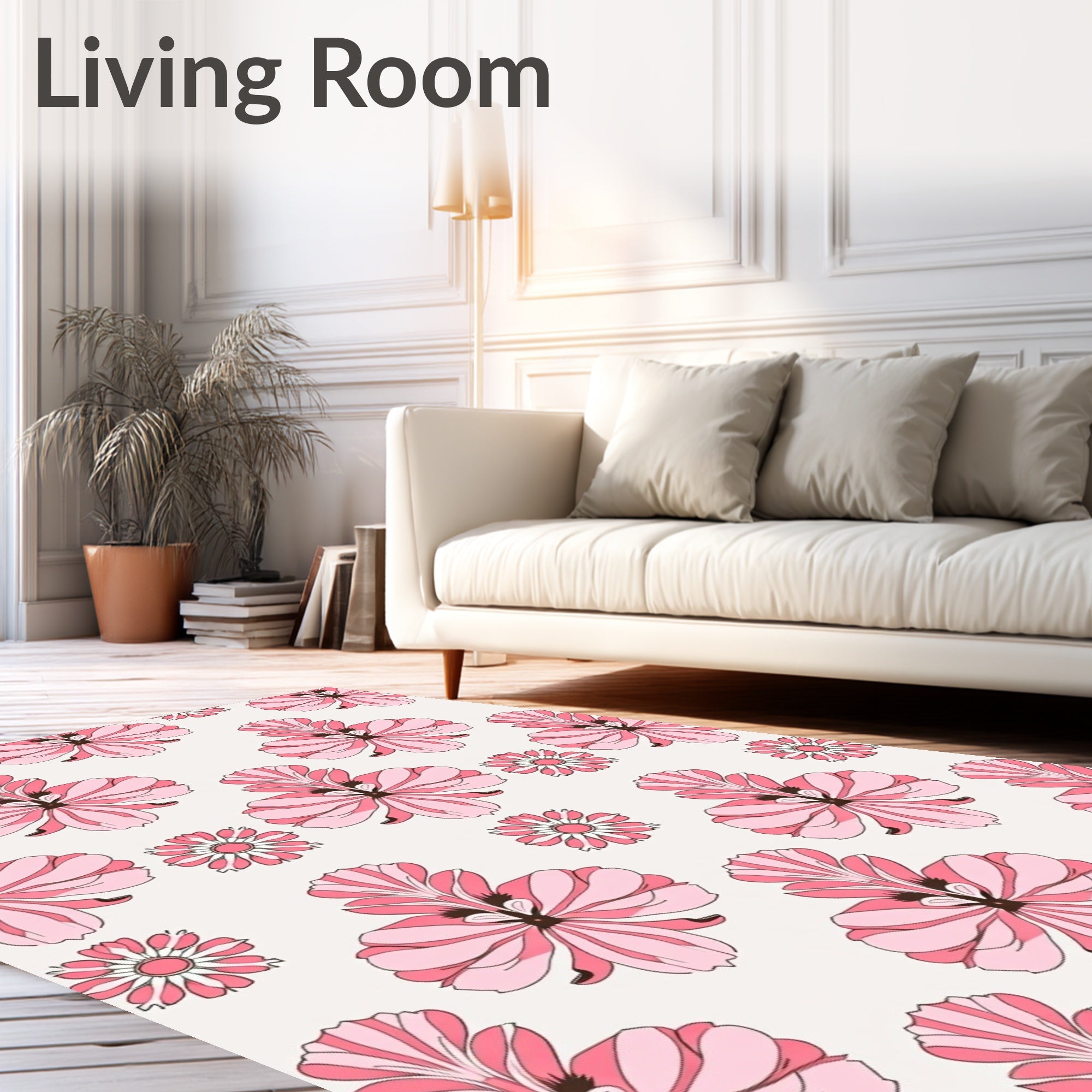 Pink Floral Pattern With Symmetry Rug