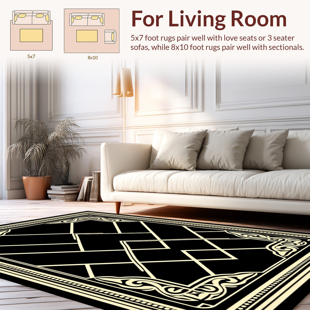 Classic Geometric Scrollwork Pattern Rug