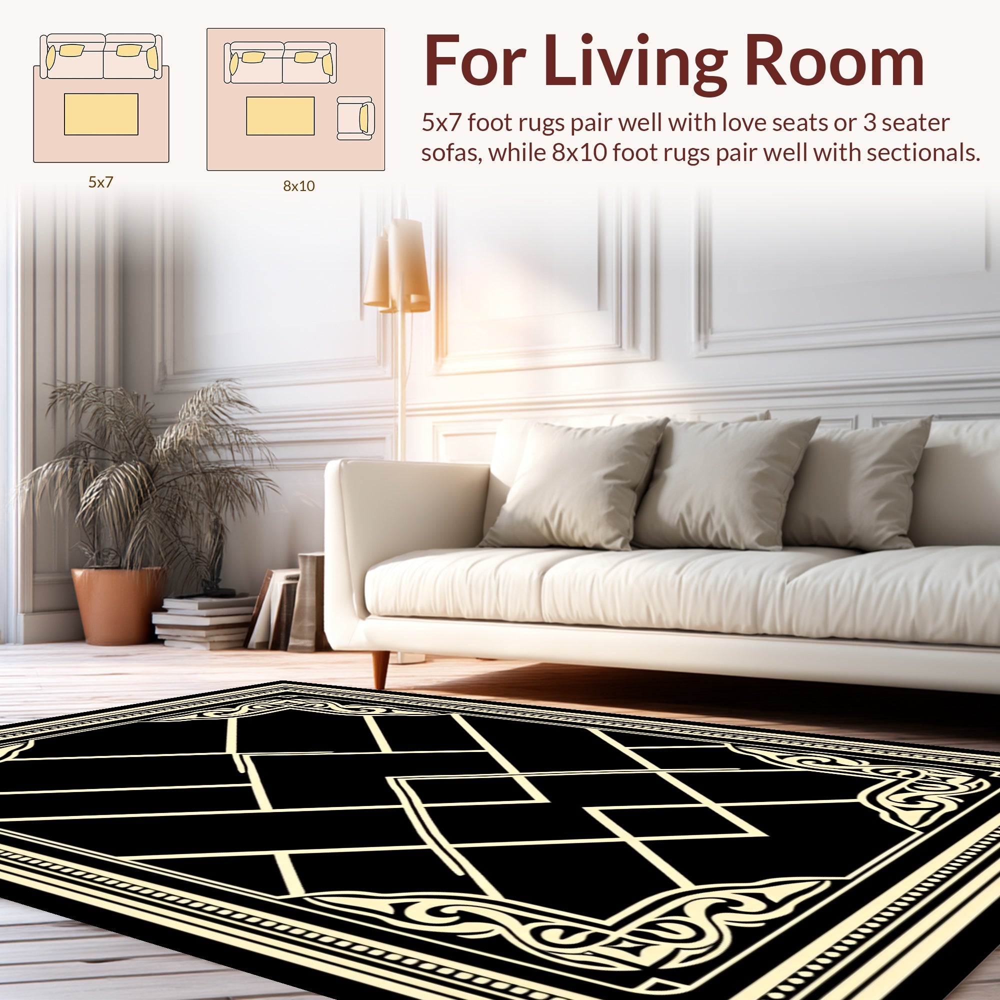 Classic Geometric Scrollwork Pattern Rug