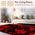 Abstract Red Feather Swirl Pattern Rug