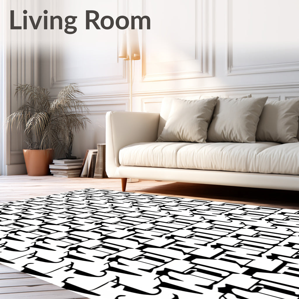 Monochrome Abstract Figure Pattern Rug