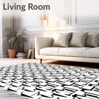 Monochrome Abstract Figure Pattern Rug