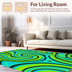 Swirling Green Blue Psychedelic Pattern Rug