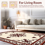 Dark Floral Medallion Border Design Rug