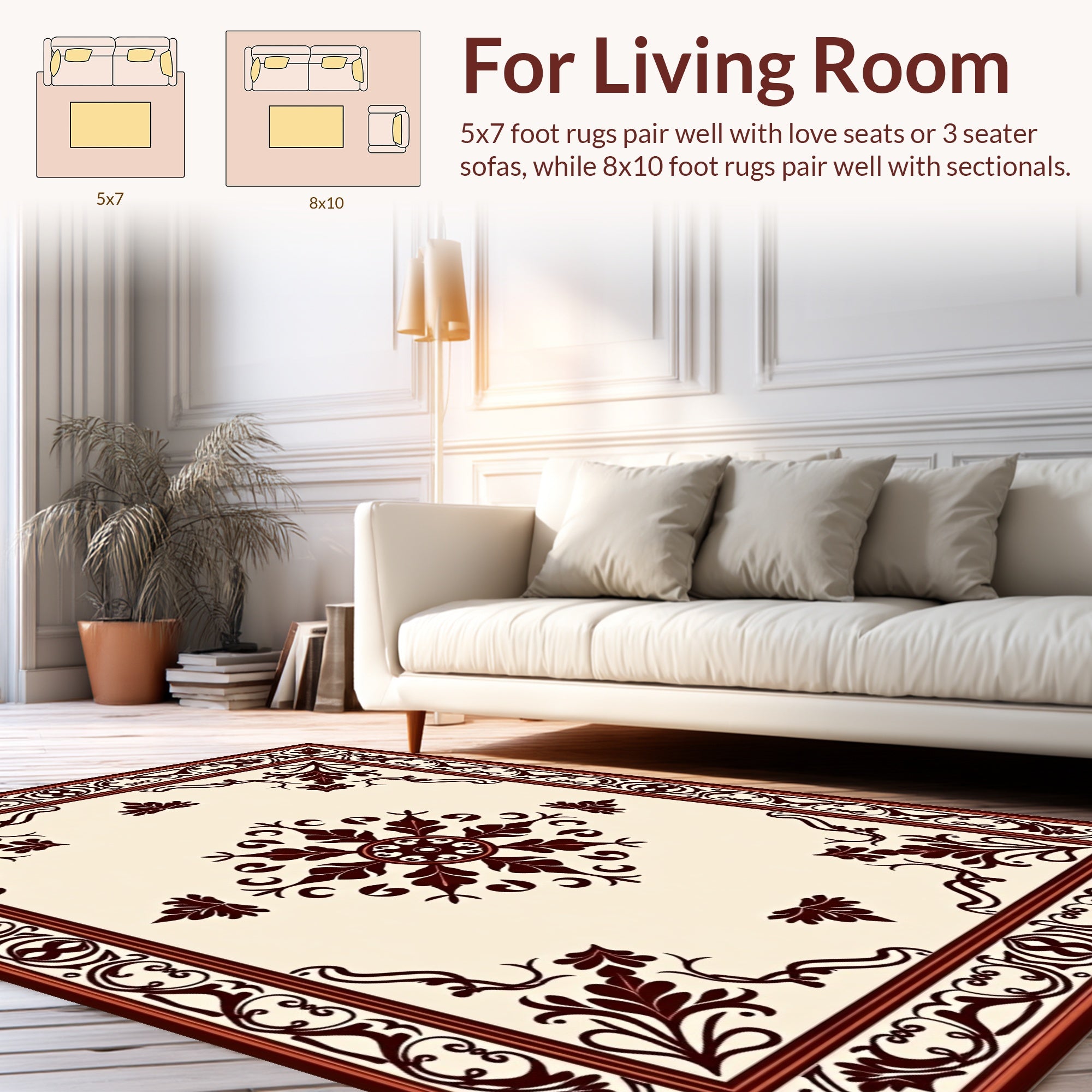 Dark Floral Medallion Border Design Rug