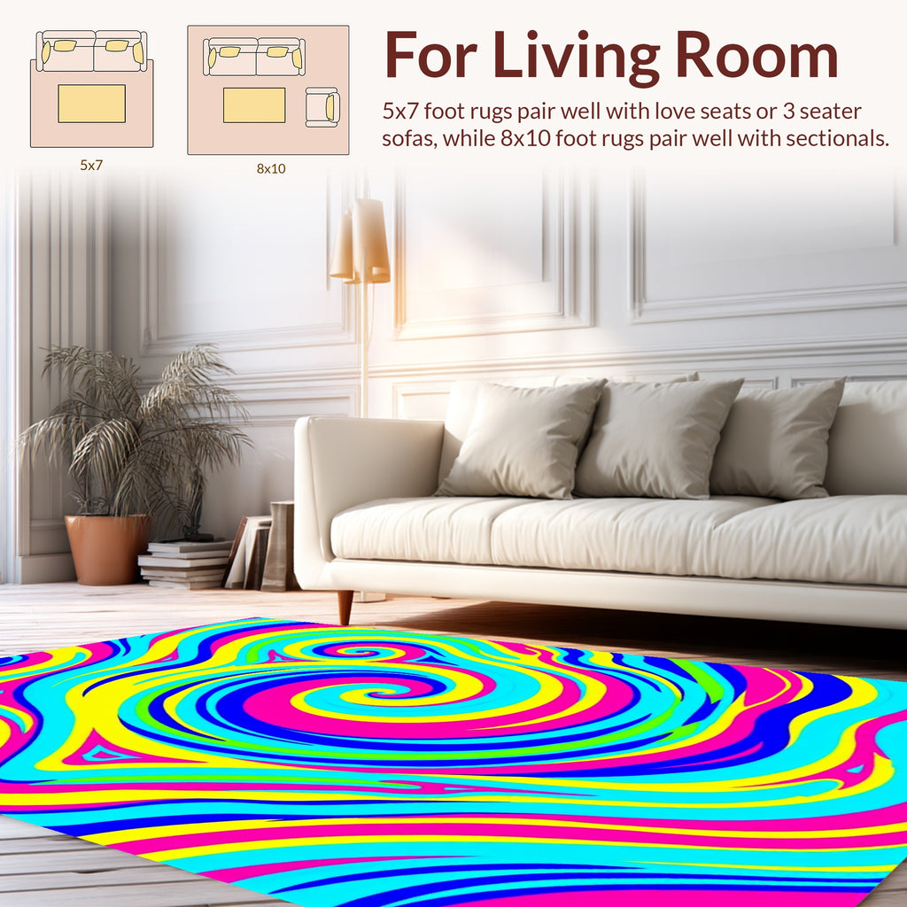 Vibrant Swirling Funky Stripes Rug
