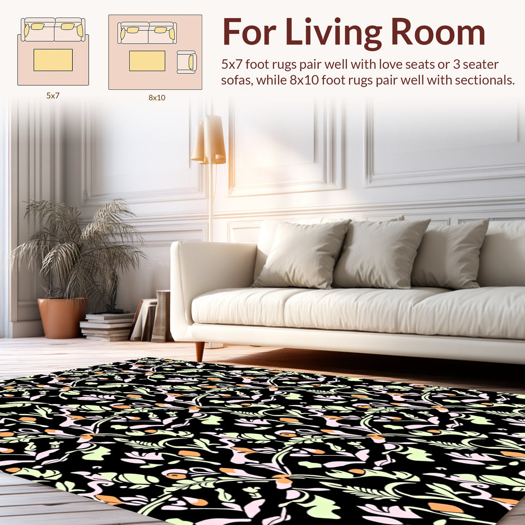 Charming Floral Swirl Abstract Design Rug