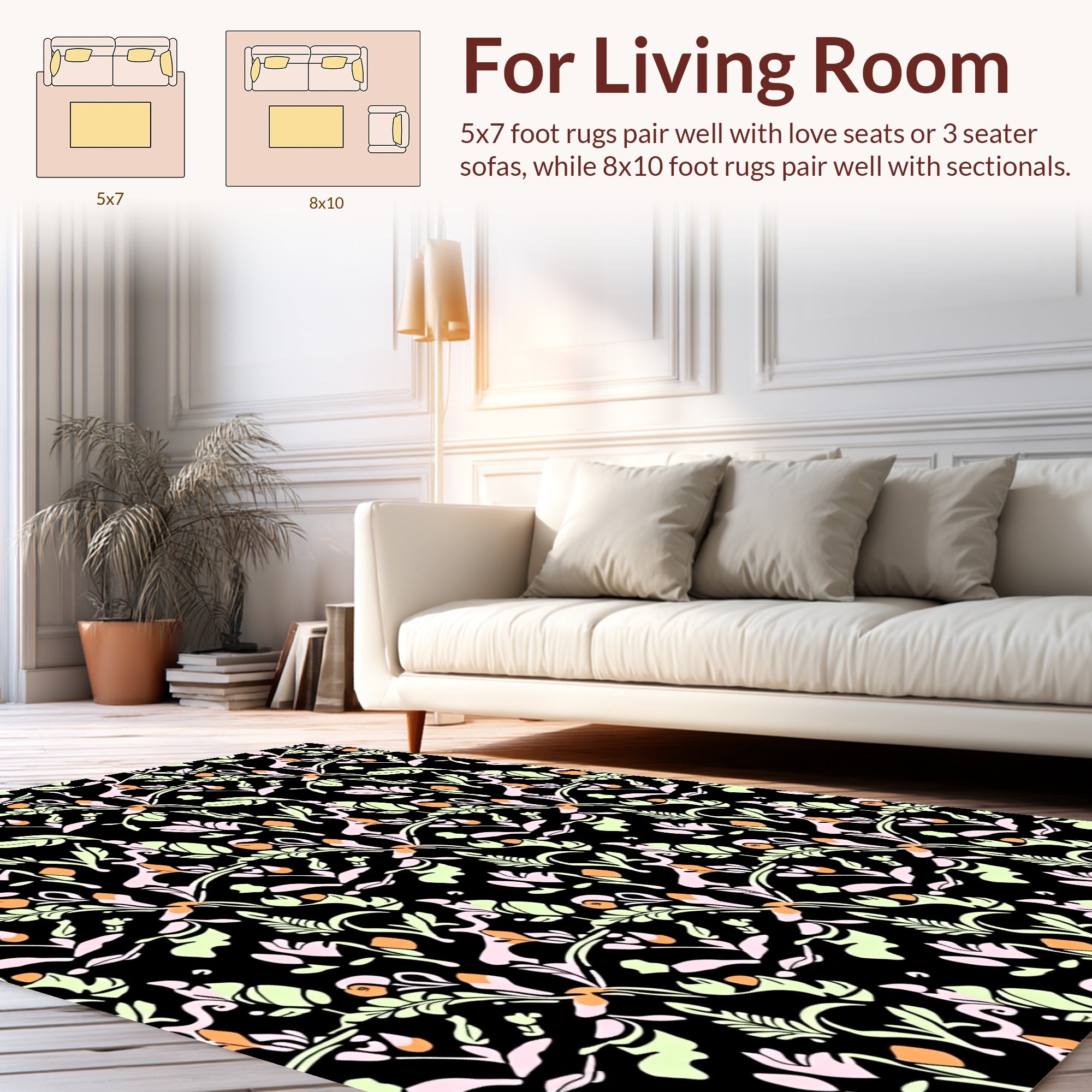 Charming Floral Swirl Abstract Design Rug
