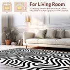 Abstract Black White Flowing Lines Rug