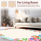 Whimsical Floral Garden Border Rug