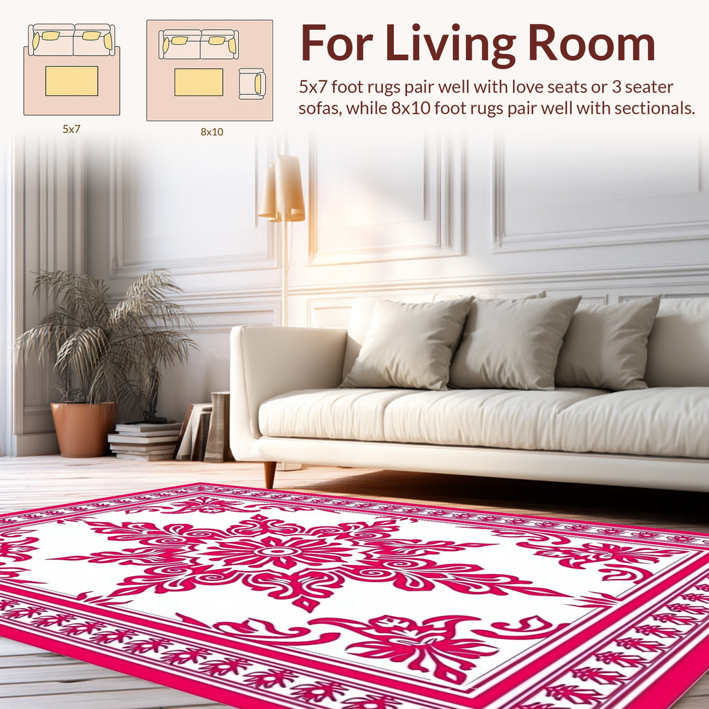 Classic Central Floral Mandala Design Rug