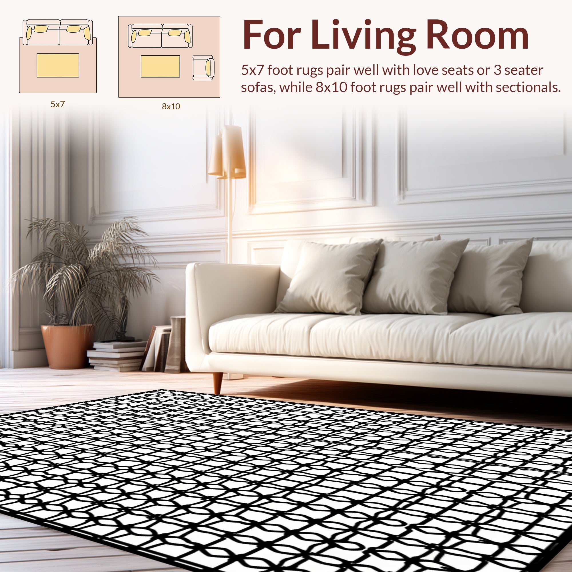 Overlapping Geometric Chain Link Pattern Rug