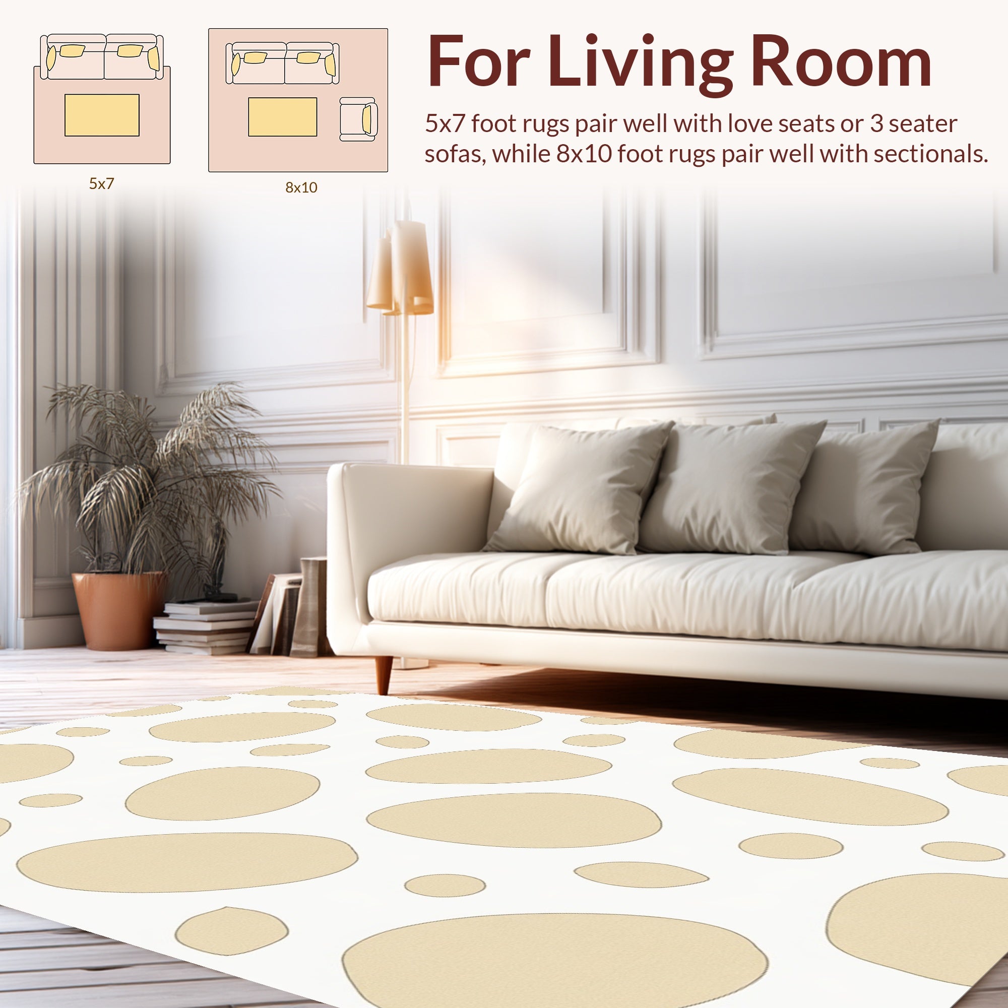 Abstract Beige Organic Blotches Rug