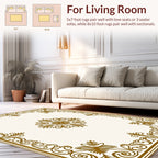 Ornate Golden Floral Border Design Rug