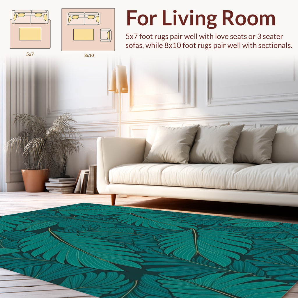 Emerald Leaves Pattern Rug