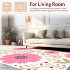 Pink Daisy Floral Pattern Rug
