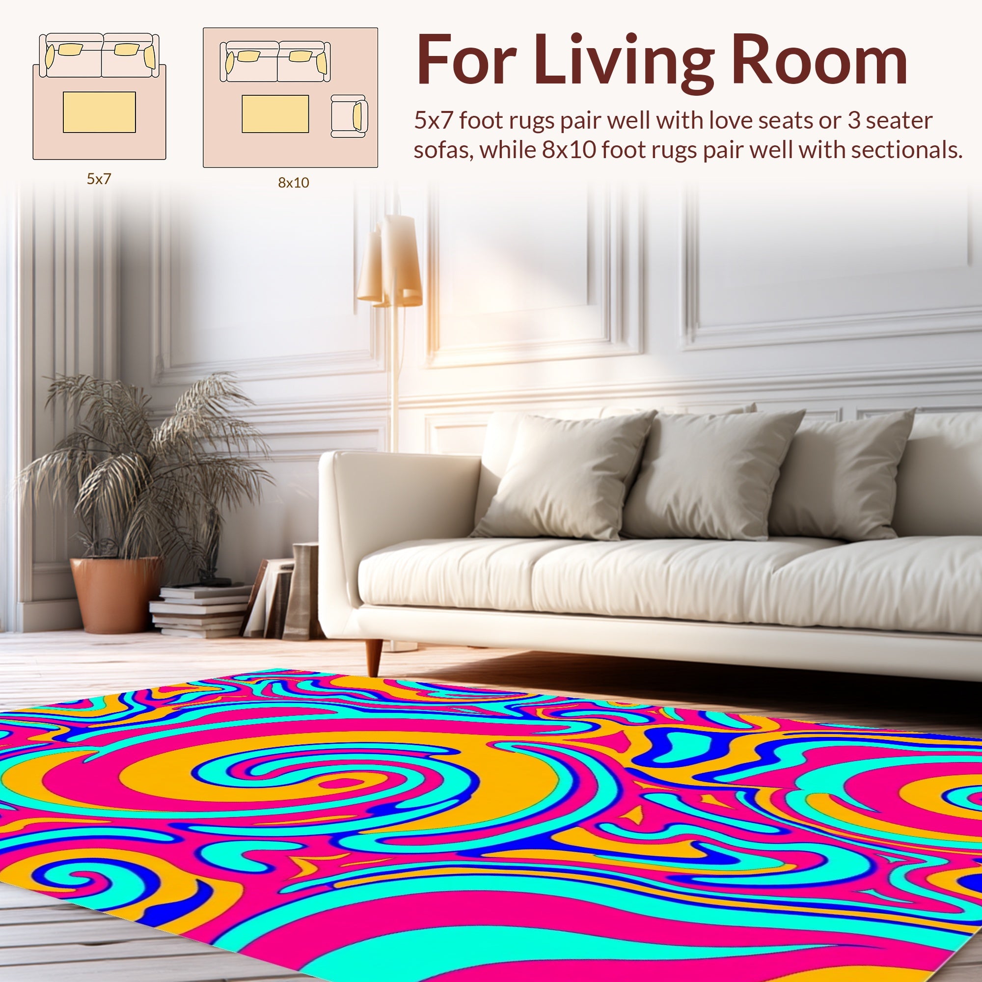 Abstract Swirl Funky Colorburst Rug