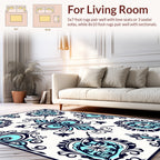 Intricate Teal Navy Floral Design Rug