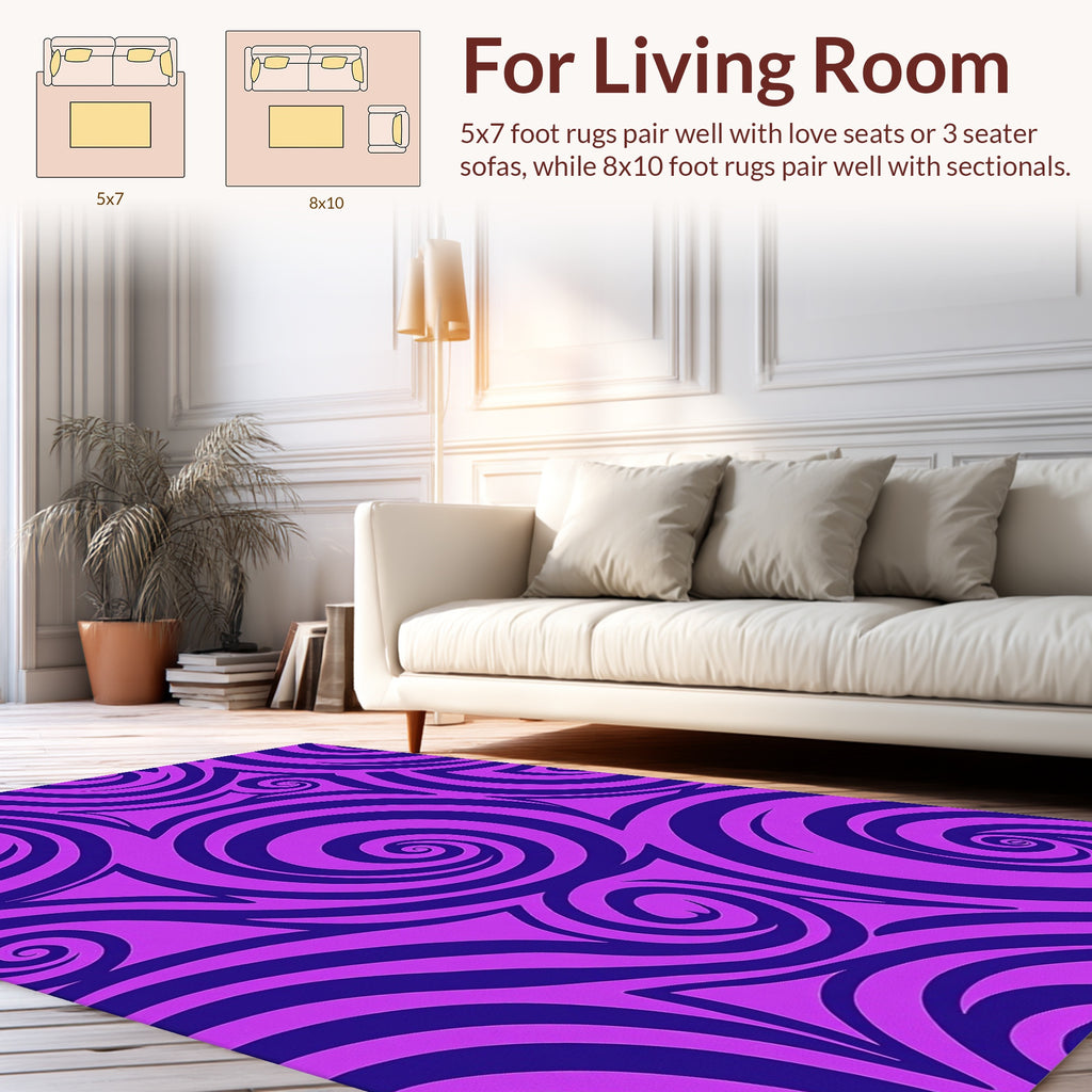 Purple Abstract Swirl Pattern Rug
