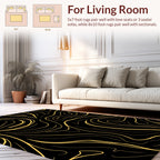 Abstract Swirls Black Golden Design Rug