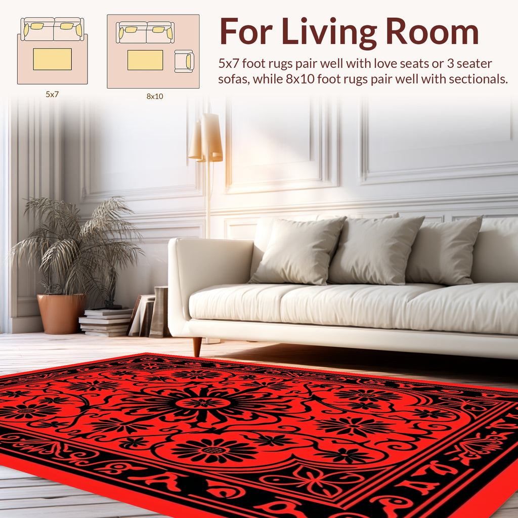 Bold Floral Medallion Pattern Rug