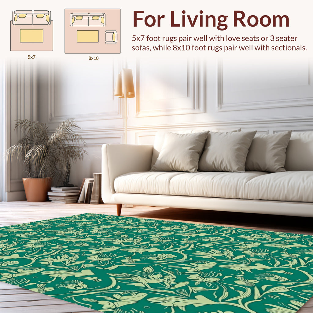 Verdant Botanical Illustration Design Rug