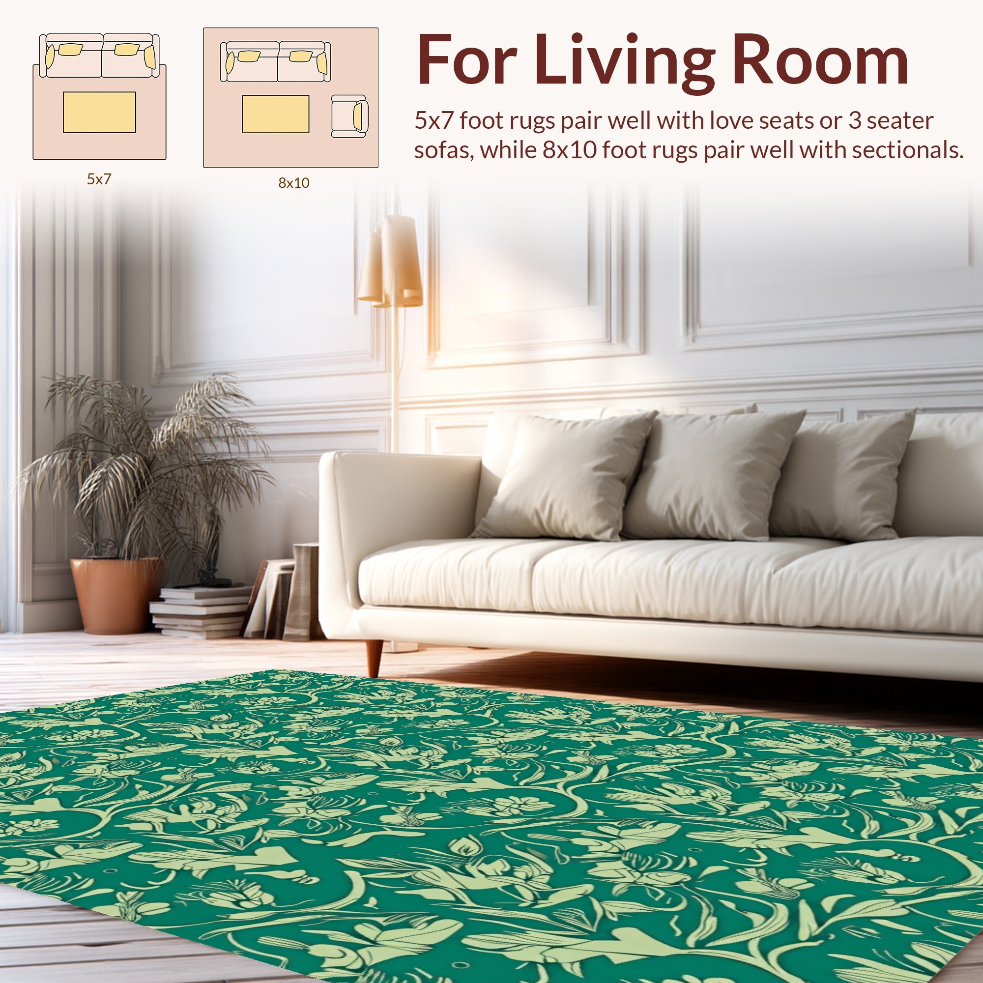 Verdant Botanical Illustration Design Rug