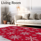 Festive Red White Snowflakes Garland Rug