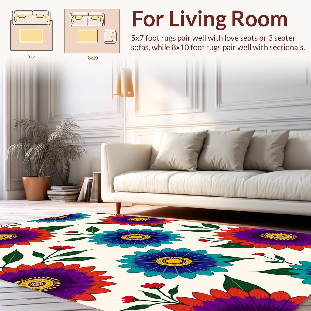 Bold Floral Pattern With Vibrant Colors Rug